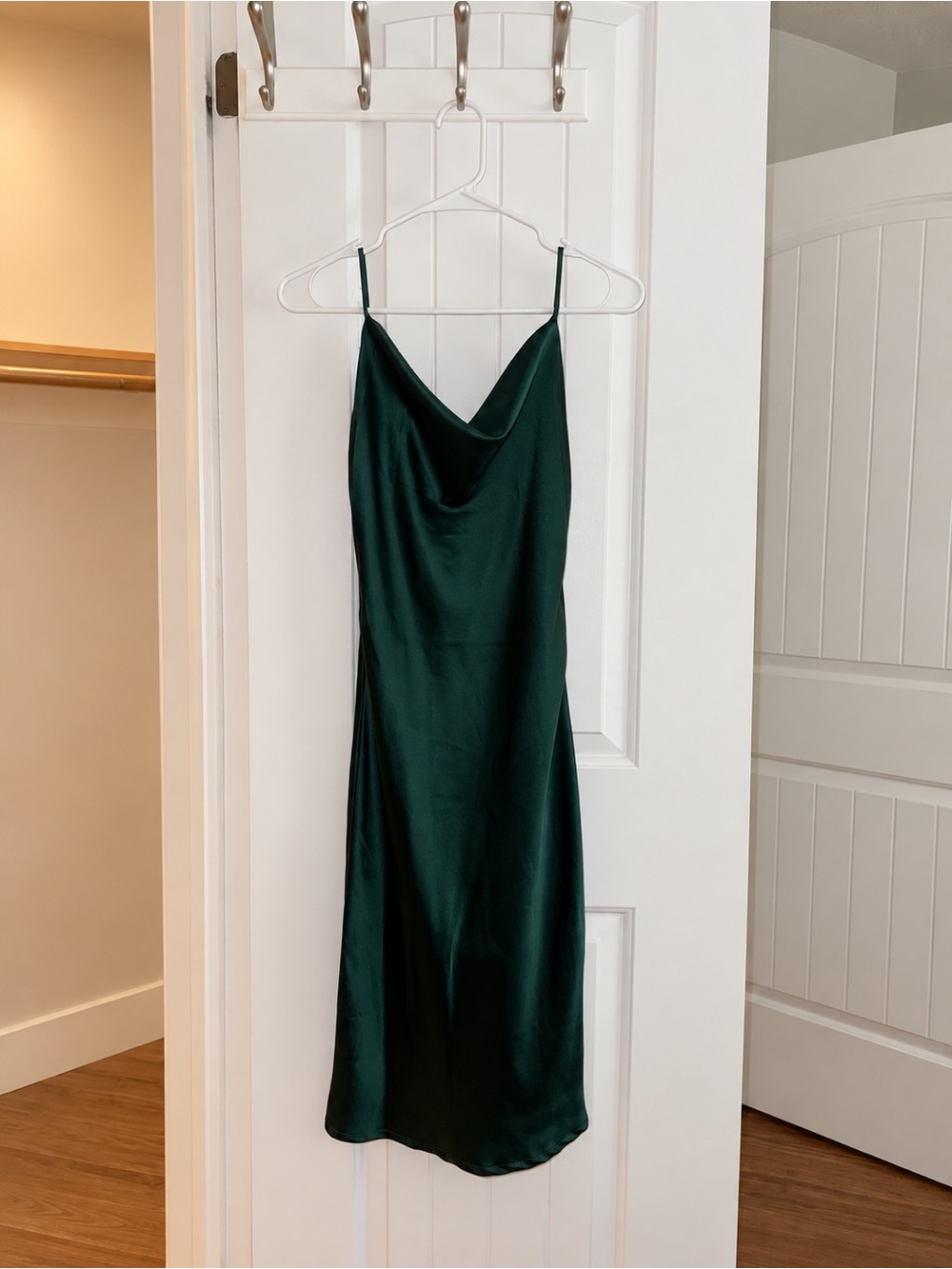 Princess Polly Deep Emerald Satin Slip Midi Dress